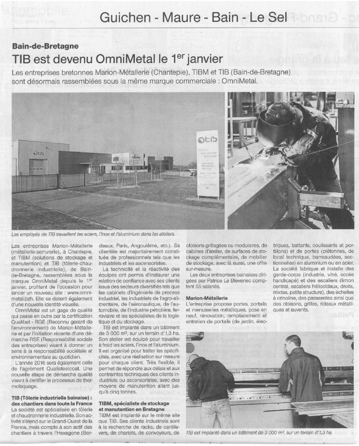 Tôlerie Industrielle Bainaise, Marion Métallerie, TBM