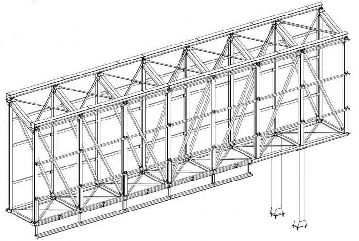 Vue 3D passerelle métallique du collège de Guipry-Messac