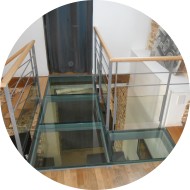 Plancher de verre sur base châssis acier-puits de lumière plancher-verre-puits-lumière