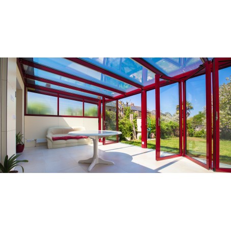 Veranda structure acier - Baie accordéon aluminium